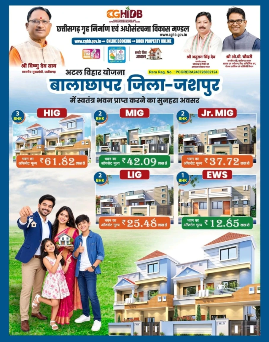 जशपुर को 51 करोड़ की आवासीय सौगात, कुनकुरी और बालाछापर में बनेंगे 225 आधुनिक घर