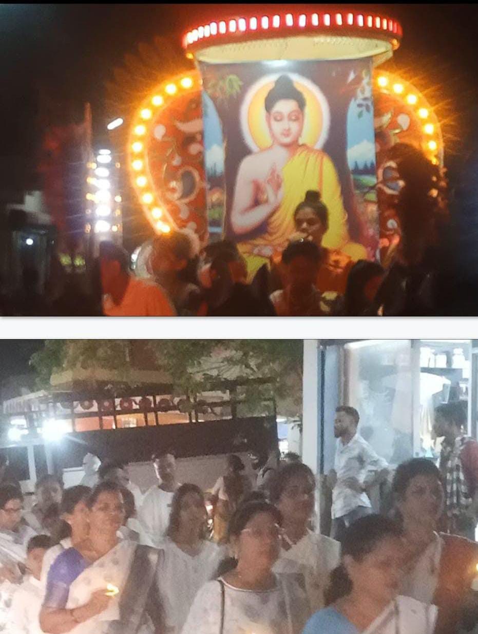 बुद्ध पूर्णिमा पर निकली भव्य शोभायात्रा, श्रद्धालुओं ने कैंडल लेकर किया गौतम बुद्ध को नमन