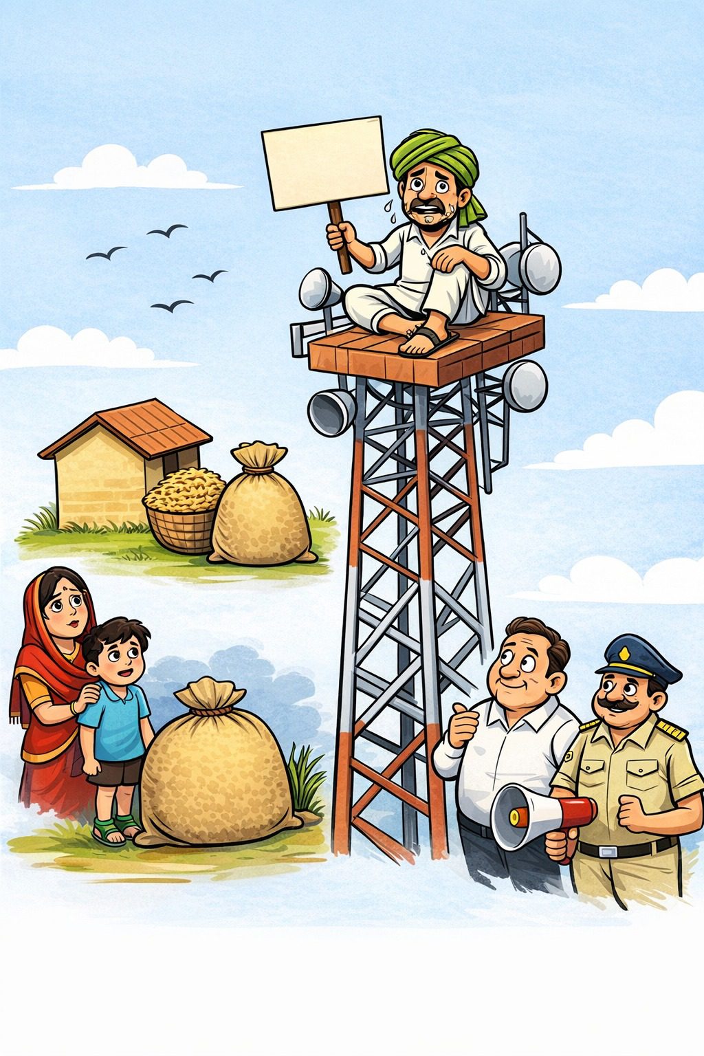 "साहब! मेरा धान खरीद लो वरना कूद जाऊंगा... कर्ज में डूबे किसान ने अंतिम दिन टावर पर चढ़कर सांसे अटकाईं"