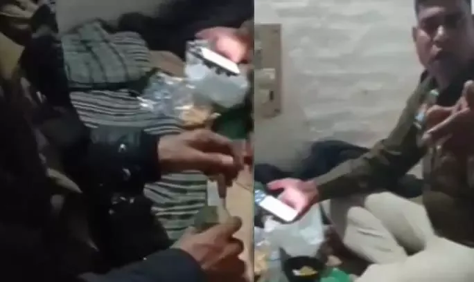 पुलिस चौकी को बनाया मयखाना, जाम छलकाते आरक्षकों का वीडियो वायरल