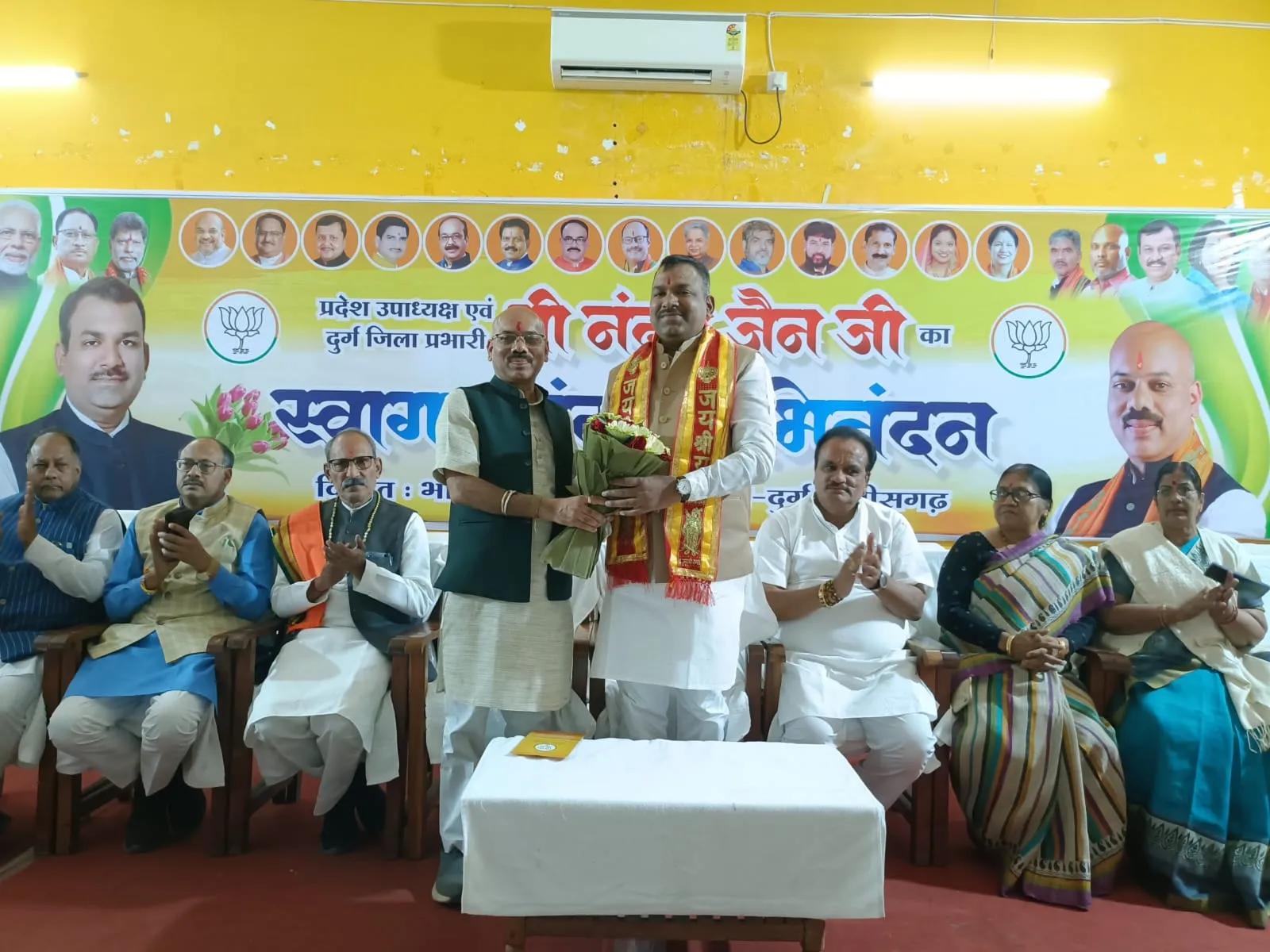 नंदन जैन का दुर्ग में भव्य स्वागत, कार्यकर्ताओं को दिया पाटन जीत का लक्ष्य