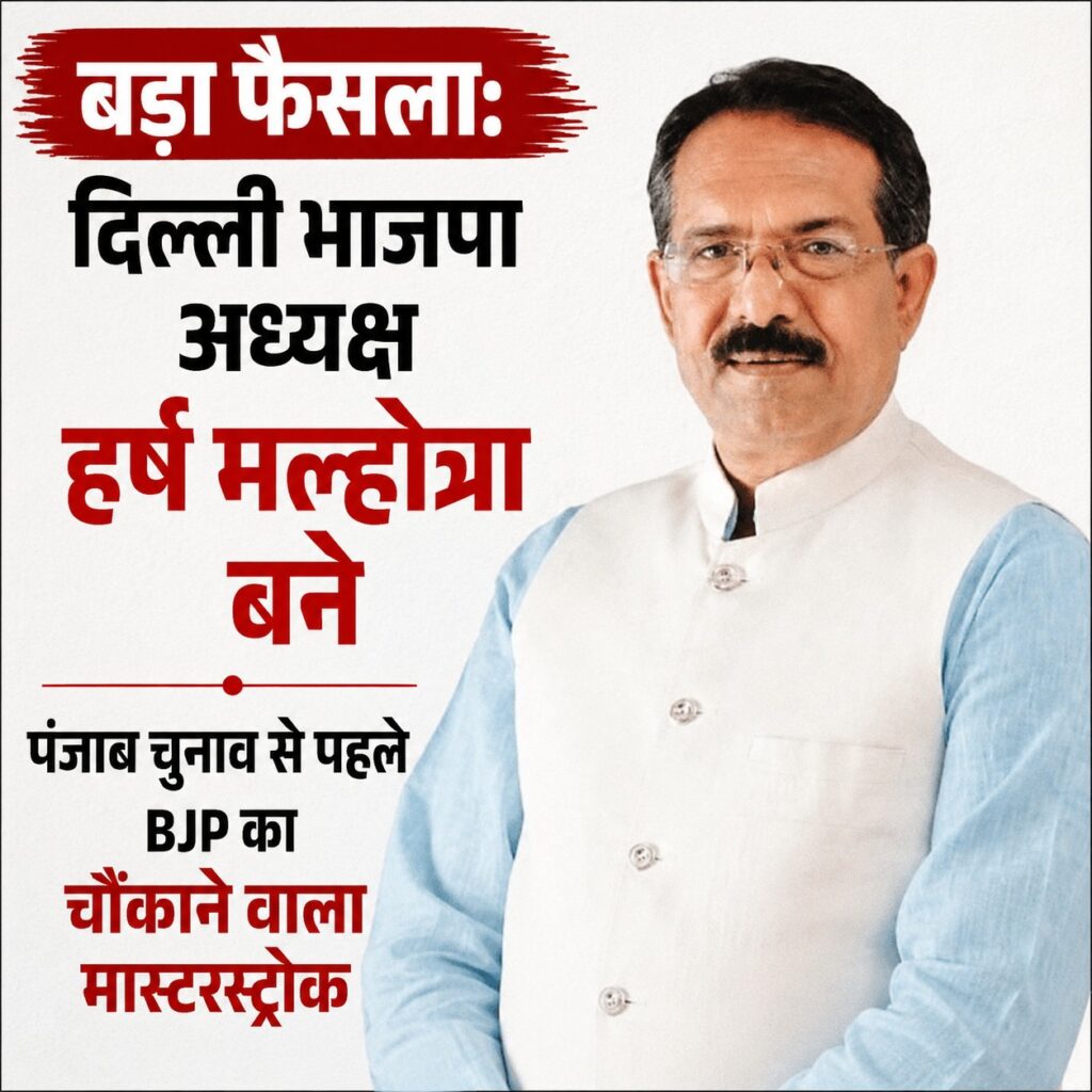 बड़ा फैसला: दिल्ली भाजपा अध्यक्ष हर्ष मल्होत्रा बने, पंजाब चुनाव से पहले BJP का चौंकाने वाला मास्टरस्ट्रोक